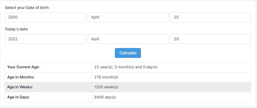 Best Online Age Calculator 